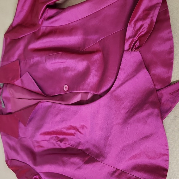Kate Hill Vibrant Pink Satin Blazer/Shirt 100% Silk - Picture 9 of 9
